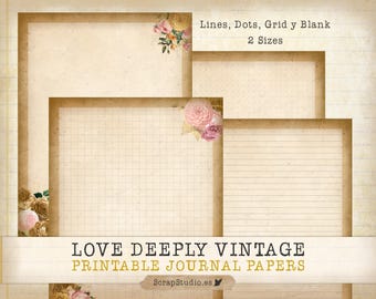 Printable Writing Paper Love Deeply, Printable Journal Pages, Printable Stationery 5.5" x 8.5", Digital Download