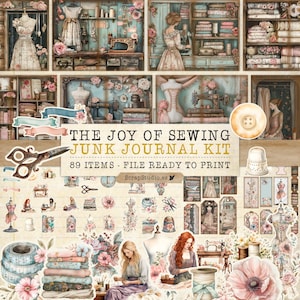 The Joy of Sewing Printable Junk Journal Kit – Vintage Sewing Ephemera & Papers Digital Download
