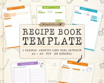 Spanish Recipe Book | Printable A5 PDF Templates | Digital Recipe Planner & Cookbook | Instant Download