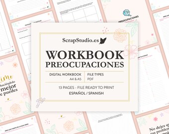 Worries Workbook 13 pages | Printable A4 and A5 PDF | Spanish | Instant Digital Download