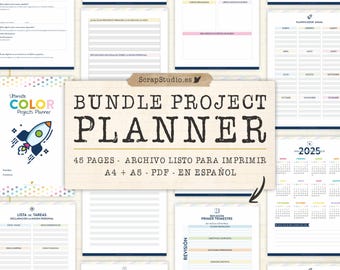 Printable Project Planner Bundle PDF, Project Management & Task Tracker, Productivity Planner, Weekly Organizer, A4, A5, Letter