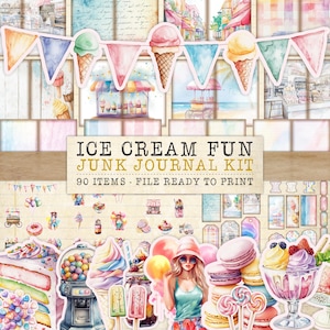 Ice Cream Fun Printable Junk Journal Kit – July 2025 Mega Kit Digital Download