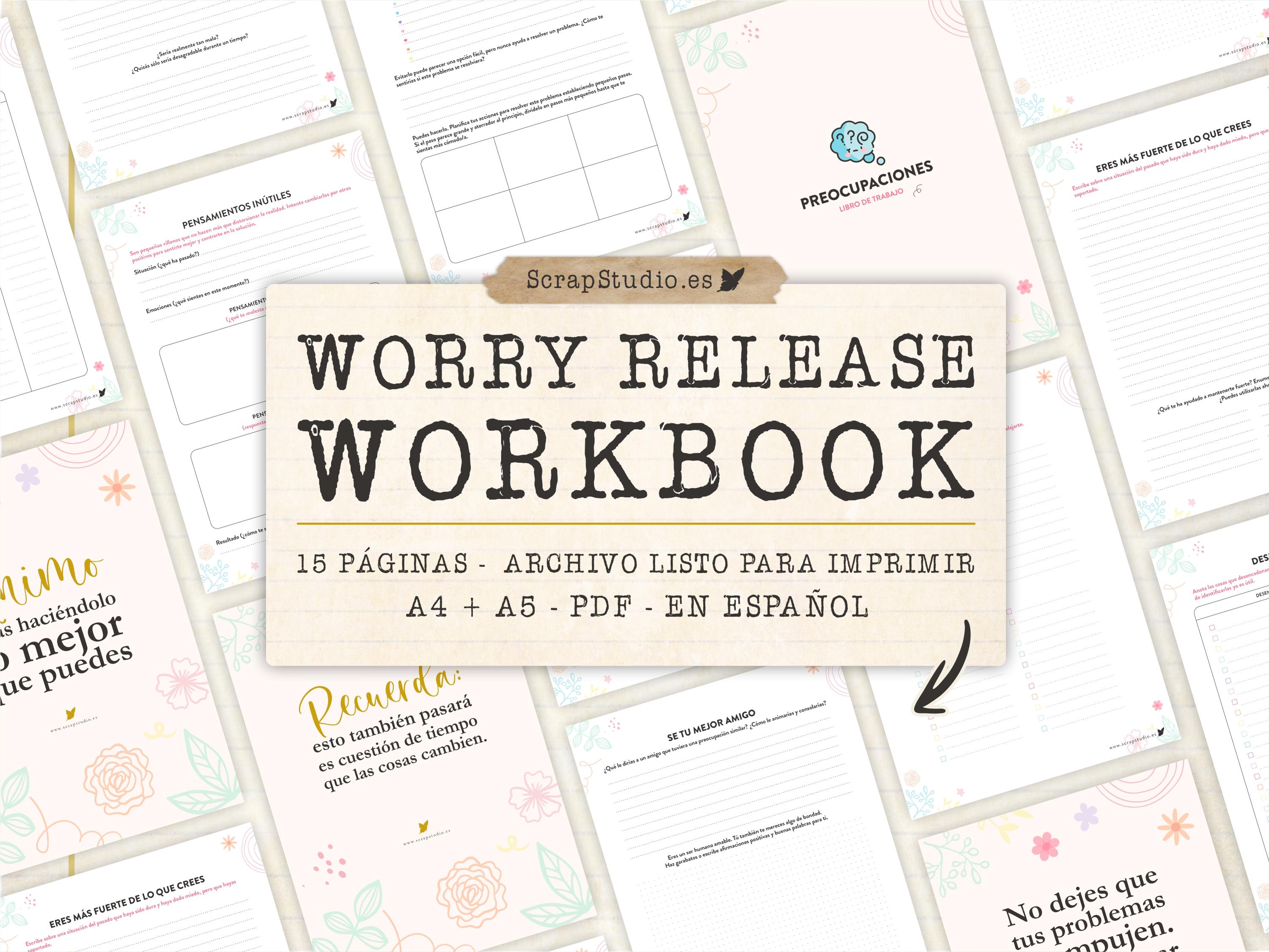 Anxiety Workbook Printable PDF | Spanish Mental Health Journal A4 A5 ...