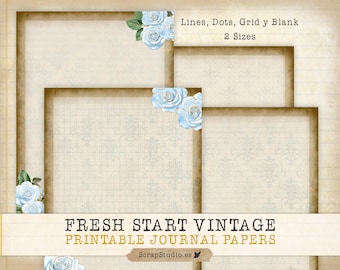 Printable Writing Paper Fresh Start, Printable Journal Pages, Printable Stationery 5.5" x 8.5", Digital Download