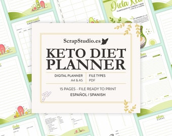 Keto Diet Planner | Meal Planning, Keto Shopping Lists | A4 and A5 | Printable PDF Spanish | Instant Digital Download