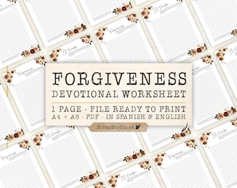 Forgiveness Bible Writing Printable Matthew 6 14 15 Devotional Worksheet PDF A4 Christian Scripture Writing Page