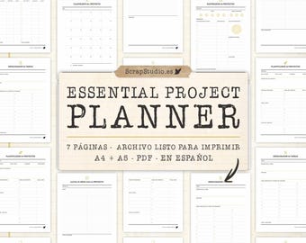 Project Planner Printable PDF A4 A5 | 7 Pages Instant Download | Essential Organizer for Work, School, Business or Home Projects