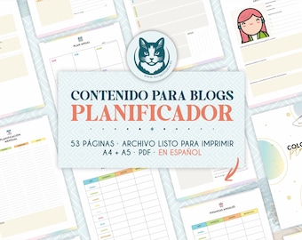 Printable Content Planner Bundle PDF, Blogger & Content Creator Planner, Social Media, Content Calendar and Stats Tracker, A4, A5