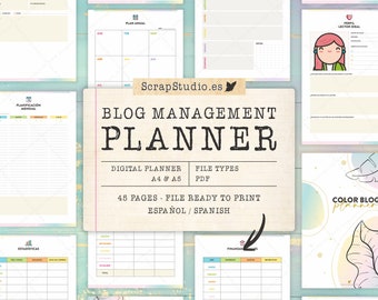 Blog Planner PDF A5-A4, Digital Blog Planner, Printable Website Planner, Content Scheduling, Goal Tracking