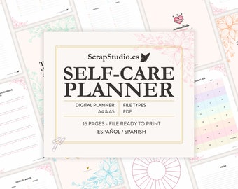 Self-Care Planner 16 pages | A4 and A5 Printable PDF Spanish | Instant Digital Download