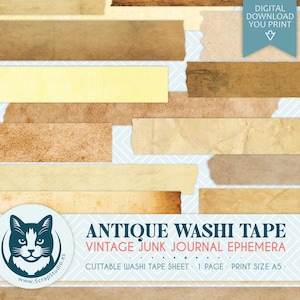 Antique Parchment Digital Washi Tape, Vintage Printable Ephemera, Junk Journal Collage Sheets, Old Book Pages, Fussy Cuts, Digital Download
