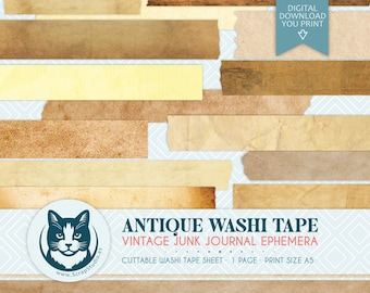 Antique Parchment Digital Washi Tape, Vintage Printable Ephemera, Junk Journal Collage Sheets, Old Book Pages, Fussy Cuts, Digital Download
