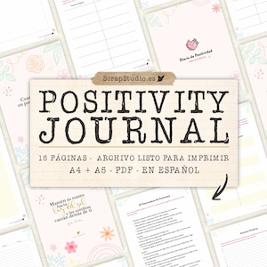 Printable Positivity Journal in Spanish PDF A4 A5, Mindfulness Planner, Affirmations, Letting Go, Gratitude Tracker Kit