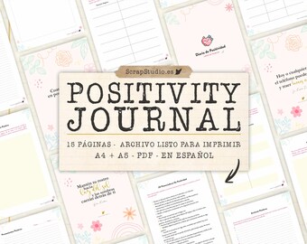 Printable Positivity Journal in Spanish PDF A4 A5, Mindfulness Planner, Affirmations, Letting Go, Gratitude Tracker Kit