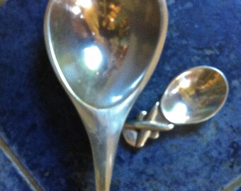 Nambe Vintage Gravy Butterfly Bowl 568 con cuchara o cuchara inusual firmada