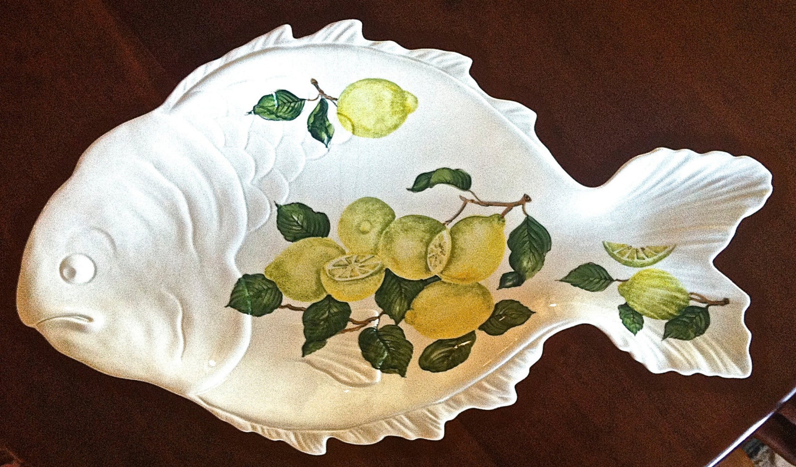 Large Fish Serving Platter Ceramic Hand Painted 34 X Etsy