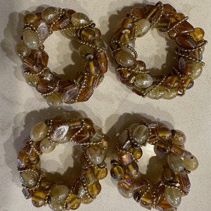 Kim Seybert Bronze Glass Napkin Rings Two sets of 4