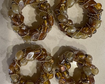 Kim Seybert Anillos de servilleta de vidrio de bronce Dos juegos de 4