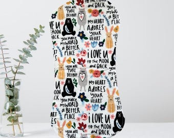 XL Cotton Flannel Burp Cloth, Animals & Sayings, Gender Neutral