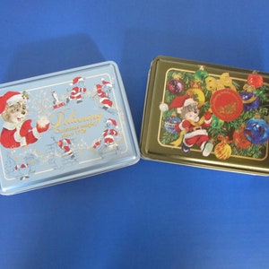 Pair of Vintage Christmas Candy Tins The Swiss Colony Santa Mouse Monroe Wisconsin