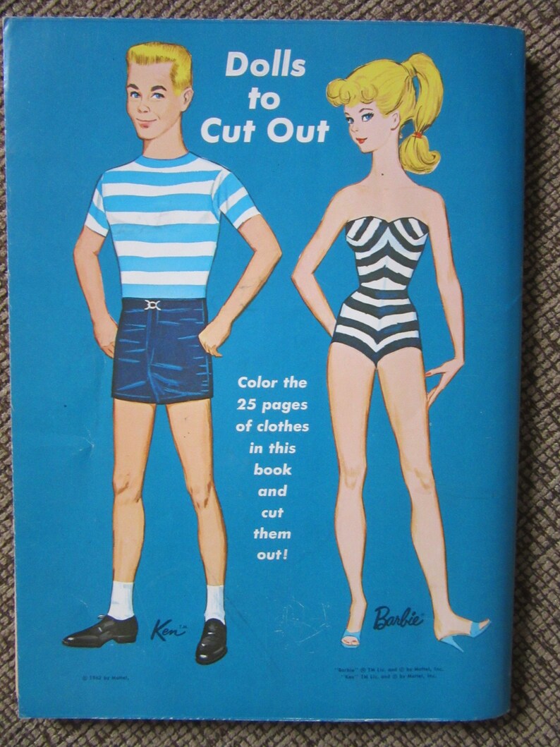 1963 Barbie and Ken Coloring Book with Dolls Cut Out Clothes | Etsy