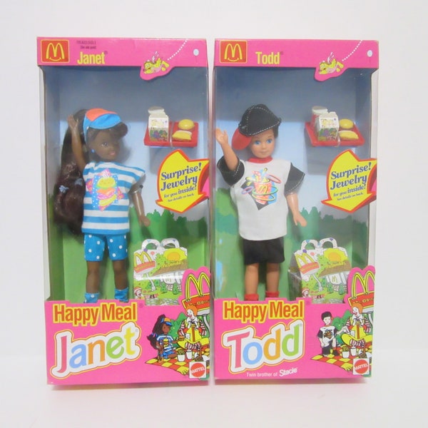 Pair of Janet and Todd Twin Brother of Stacie Happy Meal Barbie Dolls 1993 Mattel