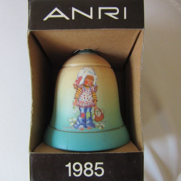 ANRI Sarah Kay Wood Christmas 1985 Bell Second Limited Edition MIB