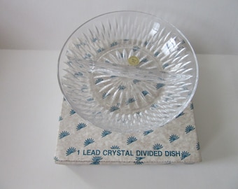 Princess House Lead Crystal Vintage divided serving dish. In original box #822 Made in West Germany