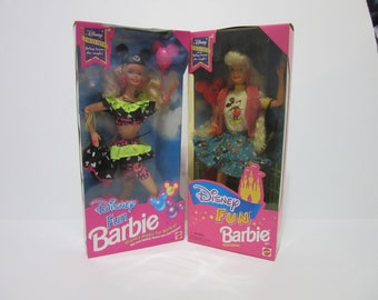 Pair of Disney Fun Barbie Dolls Mattel First & Third Edition