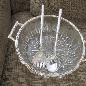 Vintage Cristal Silverplate Salad Bowl Set Marshall Fields 1970s