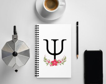 Psychology Symbol with Flowers Spiral Notebook