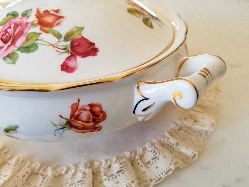 Bone China Made in England Vintage RARE Hammersley Morgan Rose Covered Vegetable Bowlserving dish vintage dinnerware china replacement