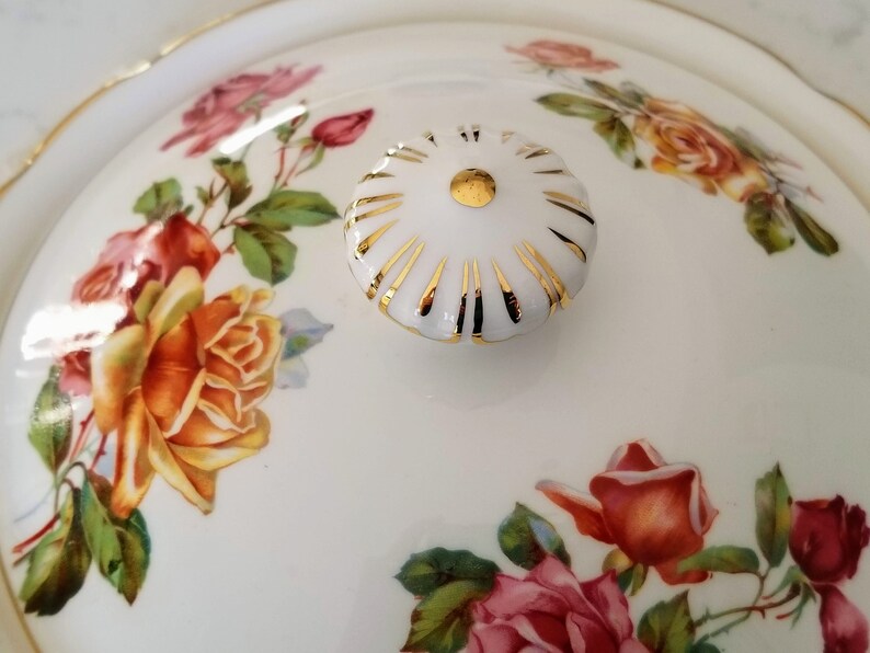 Bone China Made in England Vintage RARE Hammersley Morgan Rose Covered Vegetable Bowlserving dish vintage dinnerware china replacement