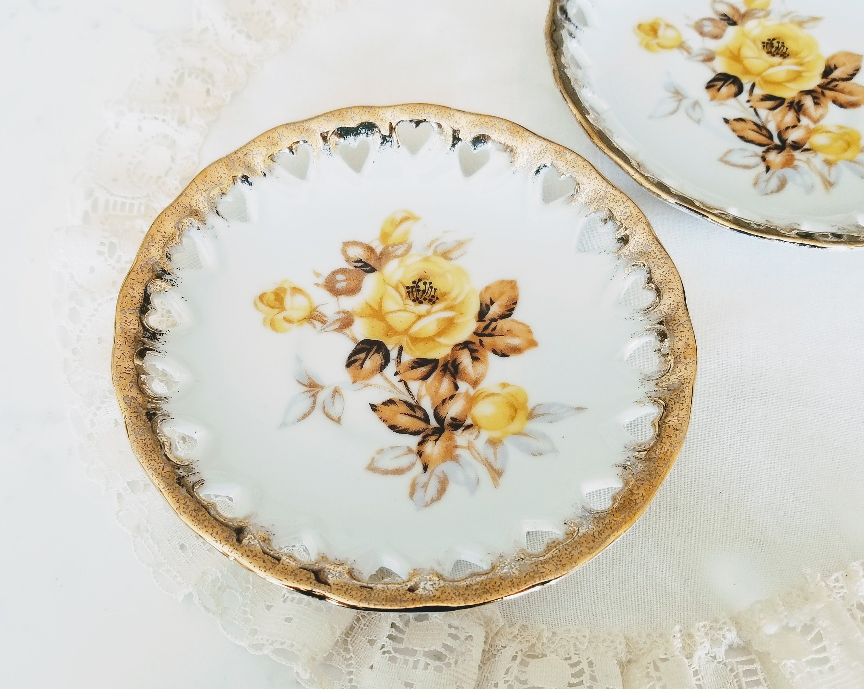Set of 2 Vintage Saucers Made in Japan CutOut Hearts design Etsy