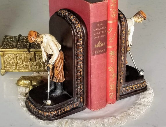 Vintage Golf Themed Bookends Vintage Bookends Golf Gift Etsy
