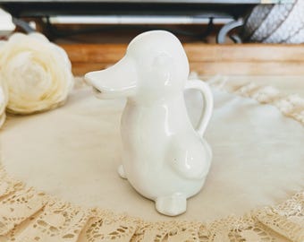 Lattiera, brocca per il latte e brocca in acero in ceramica vintage a forma di anatra.