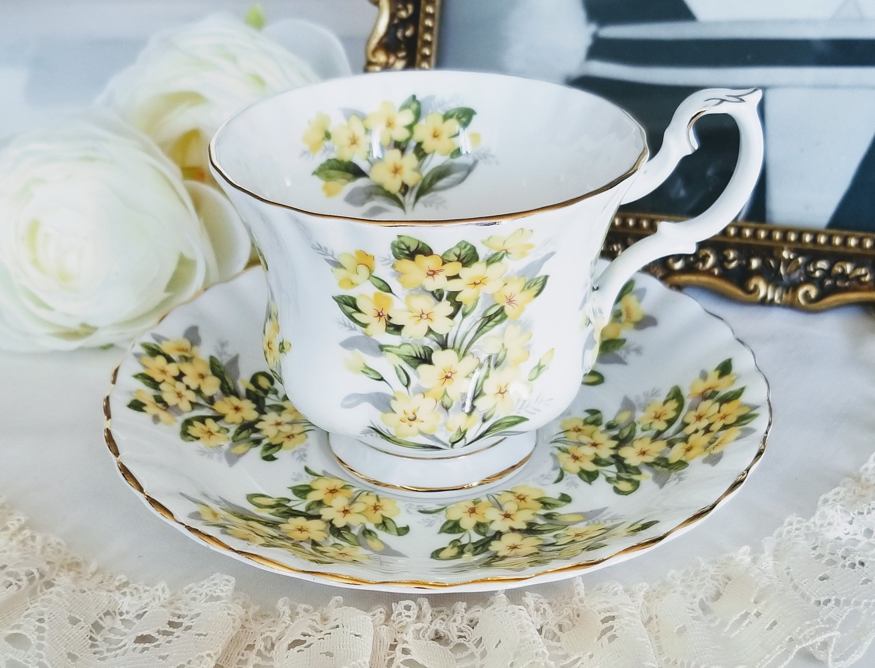 Vintage Royal Albert Springtime Series Primrose Teacup and Saucer