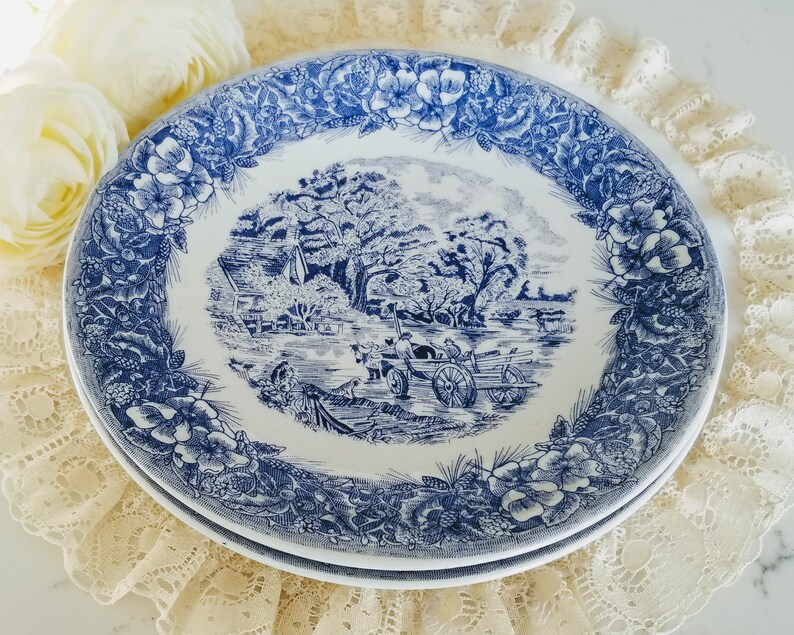 blue christmas dinnerware