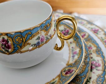 Bawo & Dotter Limoges Elite Works 5 Piece Place Settings, Porcelain Made in France, Vintage Dinnerware China Replacement