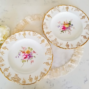 Set of 2 Vintage Royal Crown Derby Vine (Posie Center) Salad Plates, Fine Bone China Made in England, vintage dinnerware, china replacement