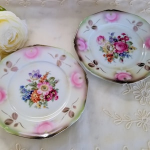 Set of 2 Vintage Cake/Bread & Butter Plates Made in Bavaria, Germany, vintage dinnerware, china replacement, collector&#39;s gift, Floral