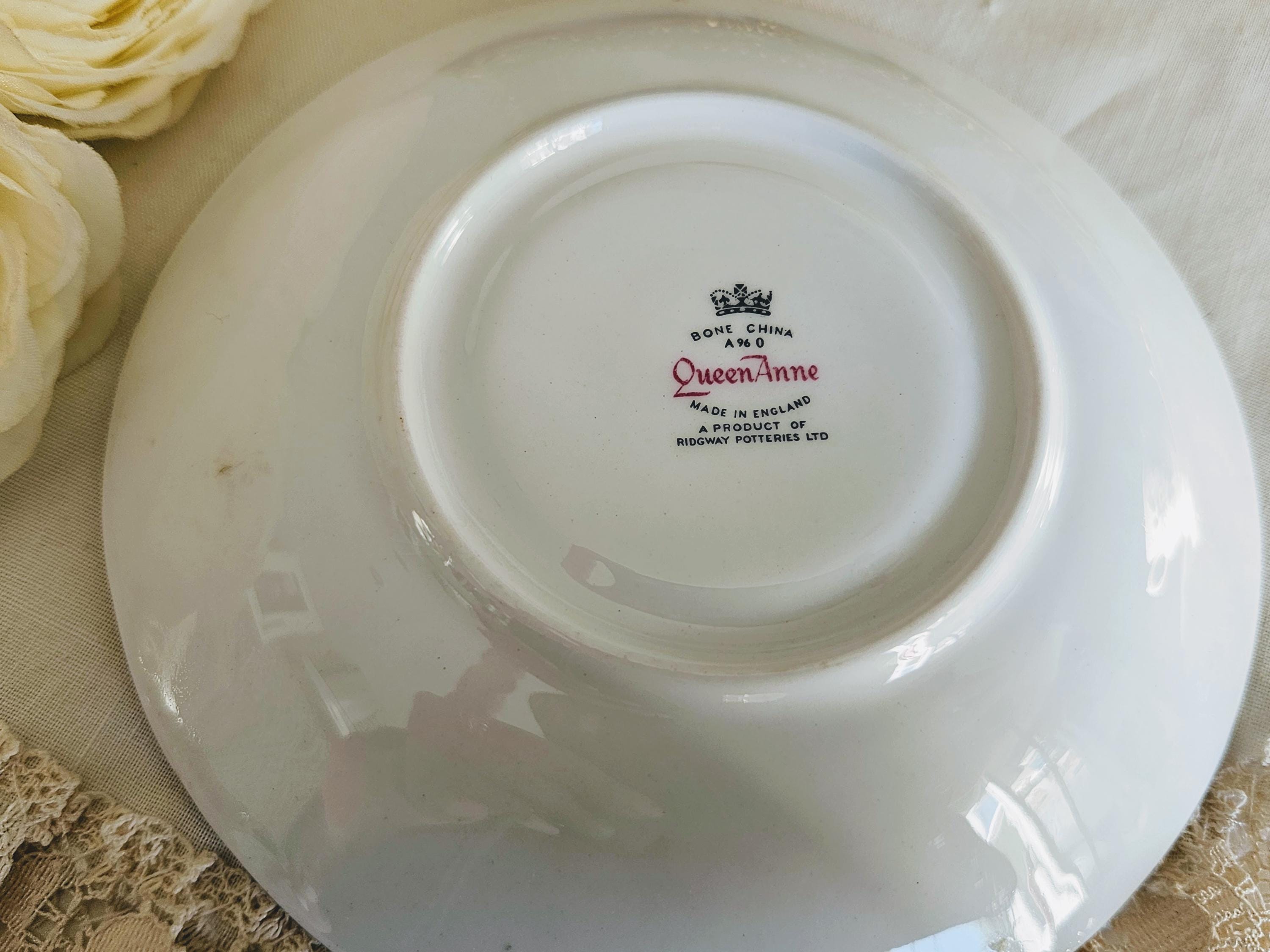 Vintage Queen Anne Teacup and Saucer Set, Bone China Made in