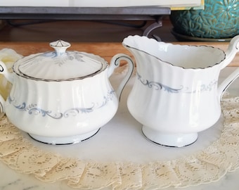 Vintage Paragon Morning Rose Large Creamer & Lidded Sugar Bowl Set, Bone China Made in England, vintage dinnerware, vintage tea party