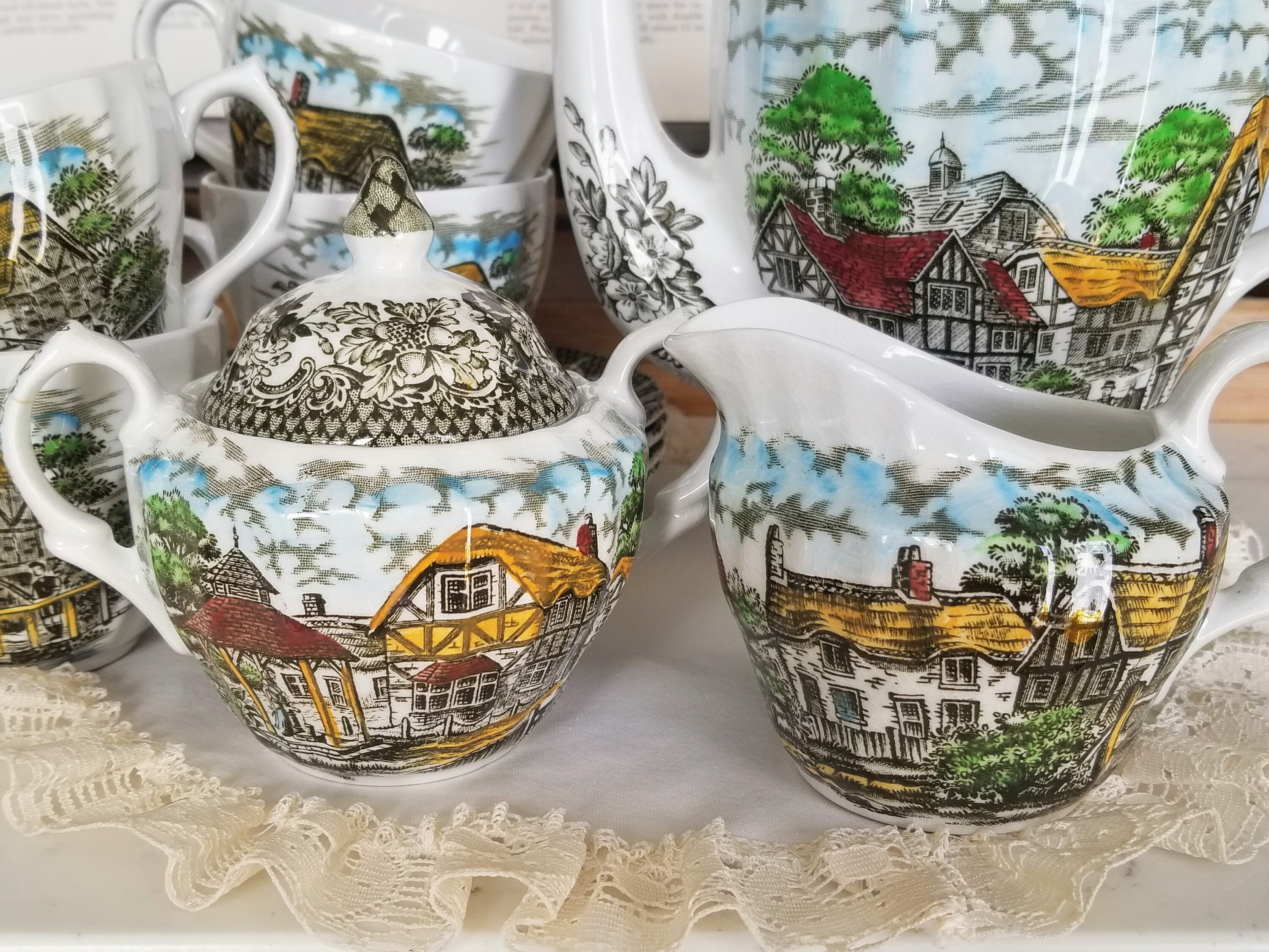 Merrie Olde England 食器セット Vintage Coffee Set for 4, Merrie Olde England, Ironstone Made in