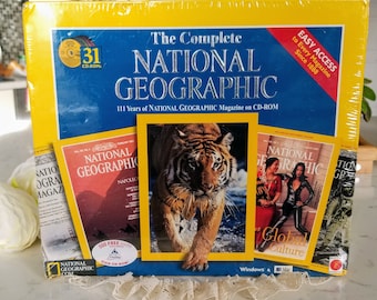 Mai aperto, set di 31 CD-ROM della rivista National Geographic, 111 anni, Mattel Interactive, 184.000 foto e illustrazioni