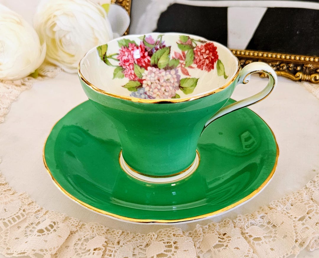 Vintage Aynsley Corset-shaped Teacup and Saucer Set, Bone China
