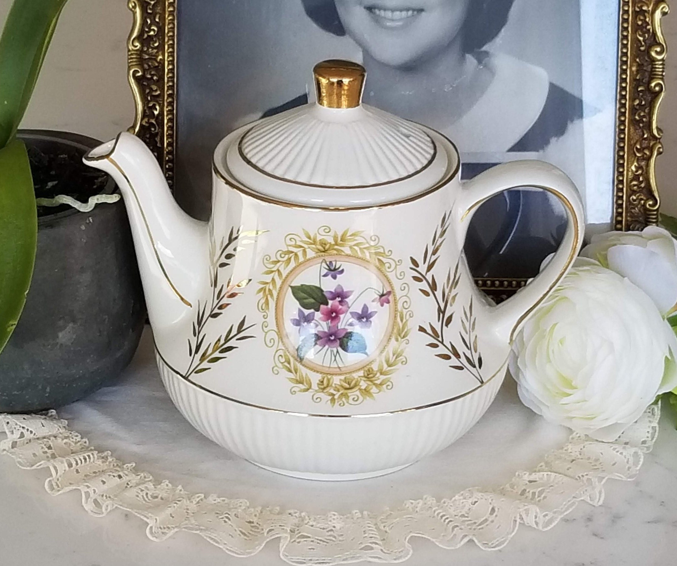 Vintage Price Kensington Teapot Made in England gold leaves Etsy