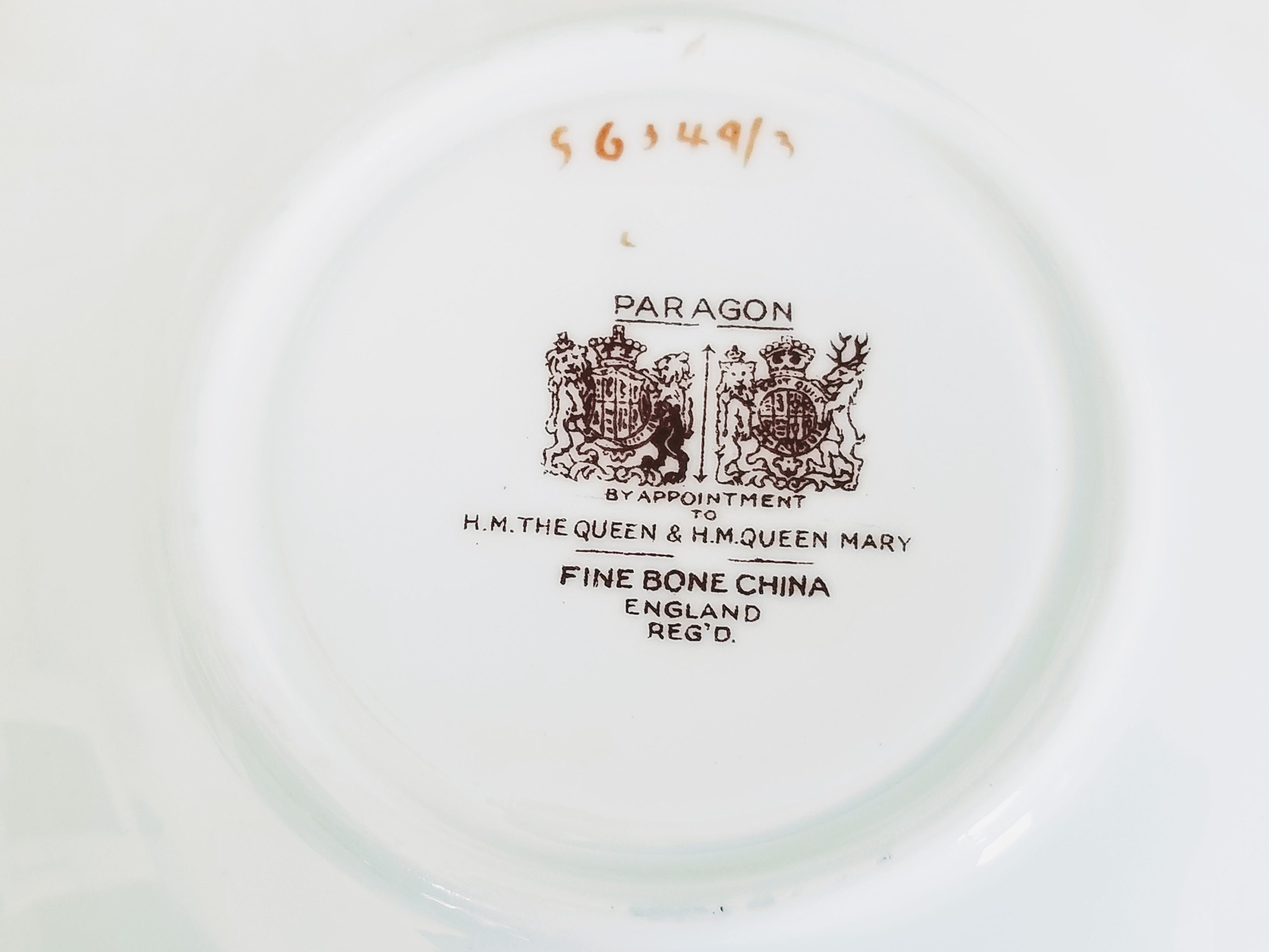 Vintage Paragon Tea Cup and Saucer Set, Numbered, Bone China Made 