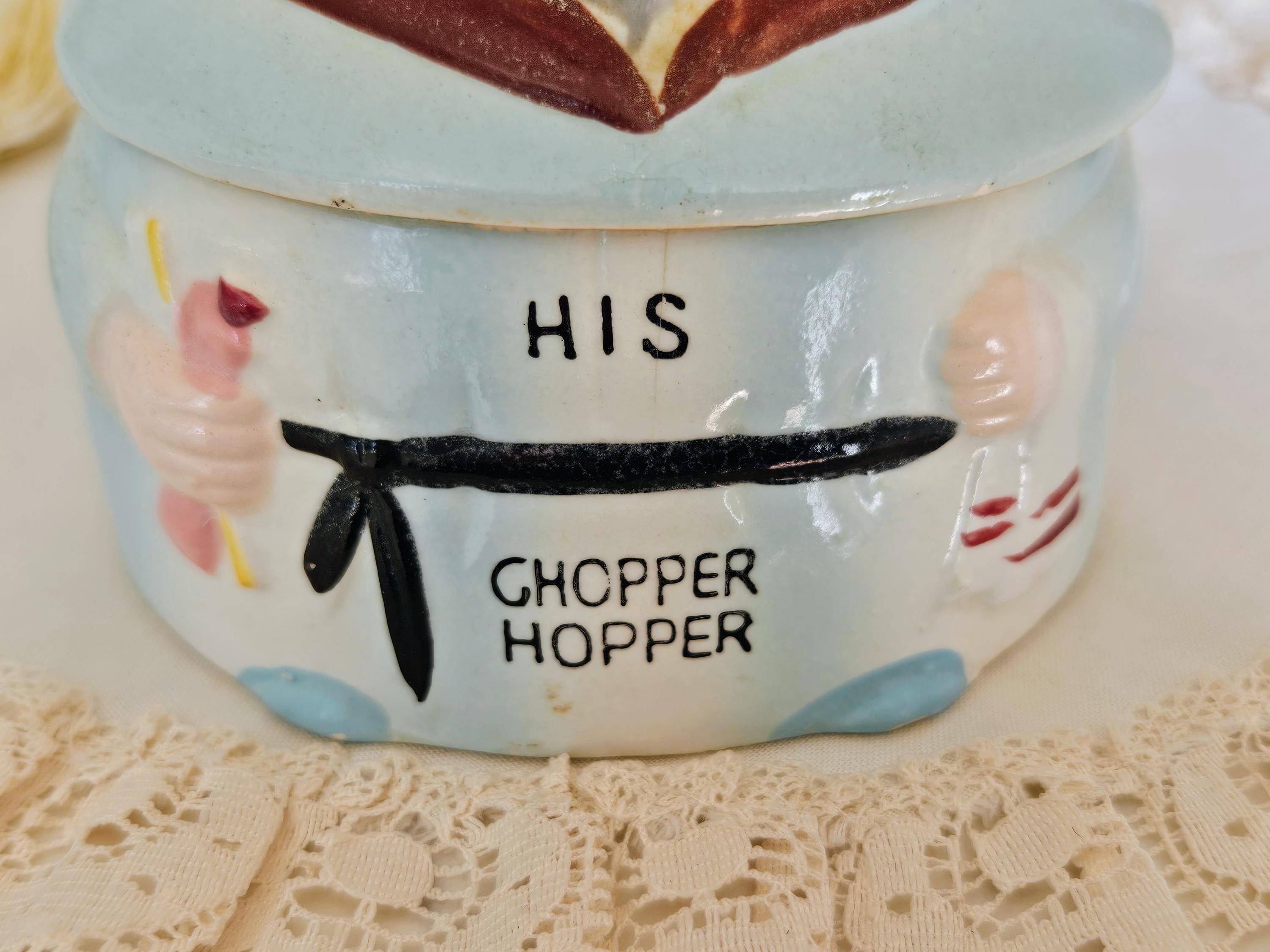 Vintage Chopper Hopper Dentures Holder, Ceramic Made in Japan, His