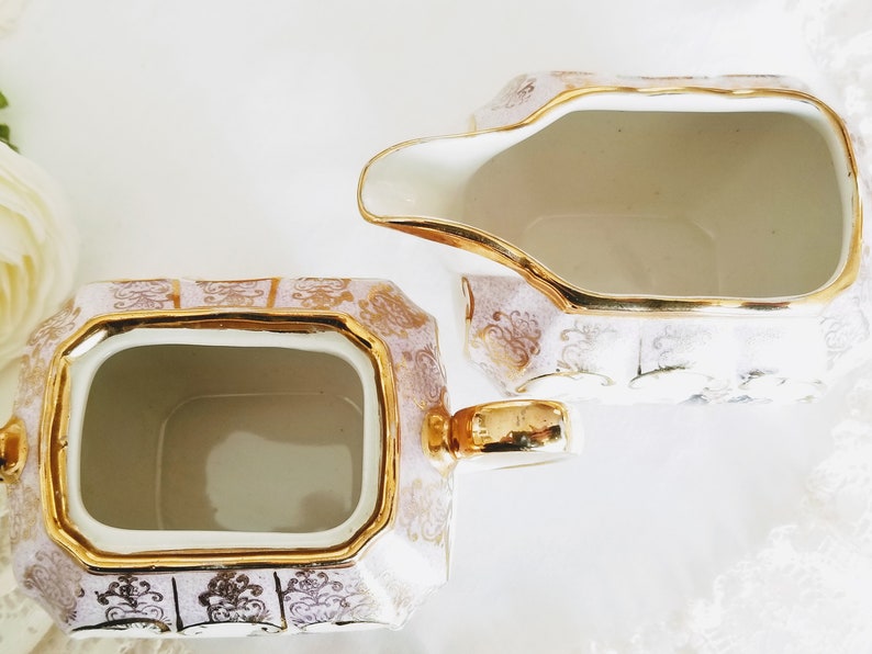 Vintage Sadler Cube Shaped Tea Set Teapot Creamer and Sugar Etsy